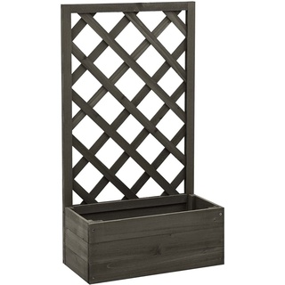 Cozynest Tannenholz Massiv Garten Spalier mit Blumenkasten Pflanzkasten Rankhilfe Rankkasten Rankgitter Blumenständer Blumenkübel 50x25x90cm (Gris)