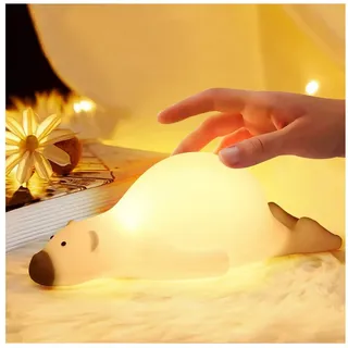 BlingBin LED Nachtlicht Kinder Stilllicht, Dimmbar Silikon Nachttischlampe, Touch Steuerung, 30-minütige zeitgesteuerte Lichtabschaltung und USB Aufladbar, LED fest integriert, warmweißes, Nachtlicht für Kinderzimmer Deko, Mädchen Junge Geschenke weiß