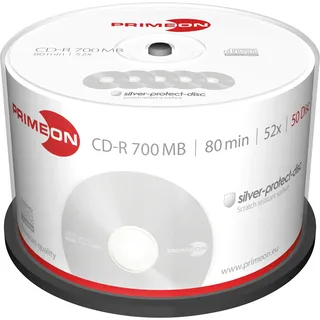 PrimeOn CD-R 80 Rohling 700 MB 50 St. Spindel Silber Matte Oberfläche