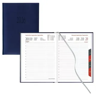 Lediberg 864 Buchkalender 2026 dkl.-blau A5 m. Monatsregister (Tagesplaner)