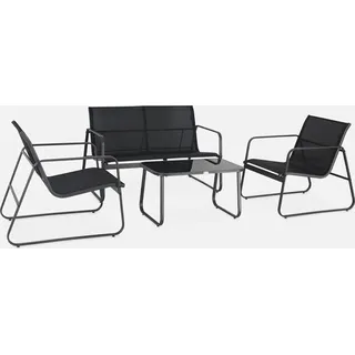 sweeek Gartenset aus Metall und Textilene für 4 Personen Anthrazit - sweeek