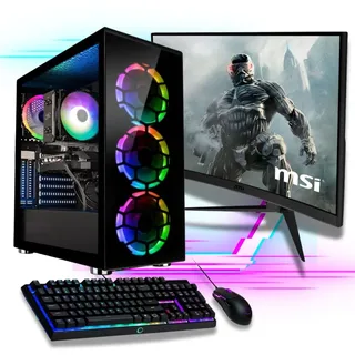 Gaming PC Komplett-Set AMD Ryzen7 5700G - Radeon Grafik - 1TB NVMe SSD - 32GB DDR4 - Windows 11 - WLAN - MSI 27" TFT - Tastatur/Maus
