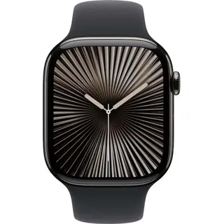 GPS + Cellular 42 mm Titaniumgehäuse schiefer Sportarmband schwarz S/M