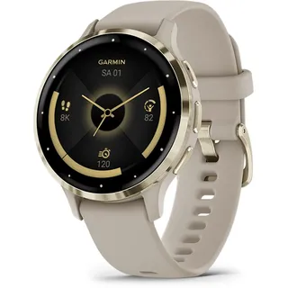 Garmin Venu 3S french gray/softgold mit Schnellwechsel-Silikon-Armband french gray