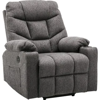 MCombo Elektrischer Aufstehhilfe Fernsehsessel Relaxsessel USB Stoff Grau 7286