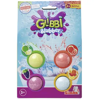 Simba 105953408 - Glibbi Blubber Badebombe, Badewannenspielzeug, Badespaß, 4 x, sprudelt und färbt das Wasser, mit verschiedenen Düften, ab 3 Jahren