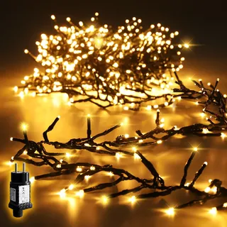 salcar 10m 1000er LED Cluster Lichterkette Außen, Weihnachtslichterkette mit 8 Modi und Memory, Wasserdicht Christbaumbeleuchtung für Innen Außen Garten Weihnachtsbaum Hochzeit, Warmweiß