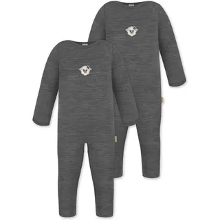 normani Outdoor Sports 2er Pack Baby Merino Strampler Tangoio in Anthrazit | Gr.: 62