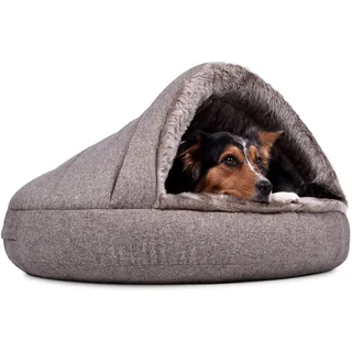 Mypado Hundehaus Hundehöhle mit Kuschelfell und Dachstabilisierung