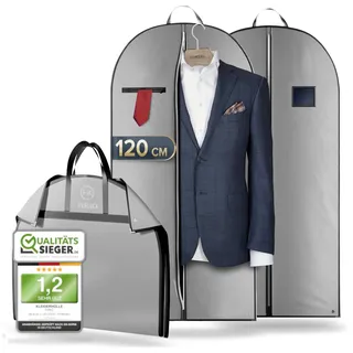 FiRiO® 2 x Premium Anzugtasche - BIS 50% DICKERES MATERIAL - Faltbarer Business Kleidersack für Anzug, Hemd & Co - Atmungsaktive Kleiderhülle für Reise & Aufbewahrung - Kleidersäcke - Größe: 120x60cm
