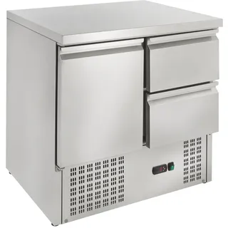 GastroHero Kühltisch Edelstahl GN 1/1 1 Tür 2 Schubladen statische Kühlung +2 °C bis +8 °C 230 V Profi Gastronomie Kühltisch ECO 1/2 LED-Thermostat