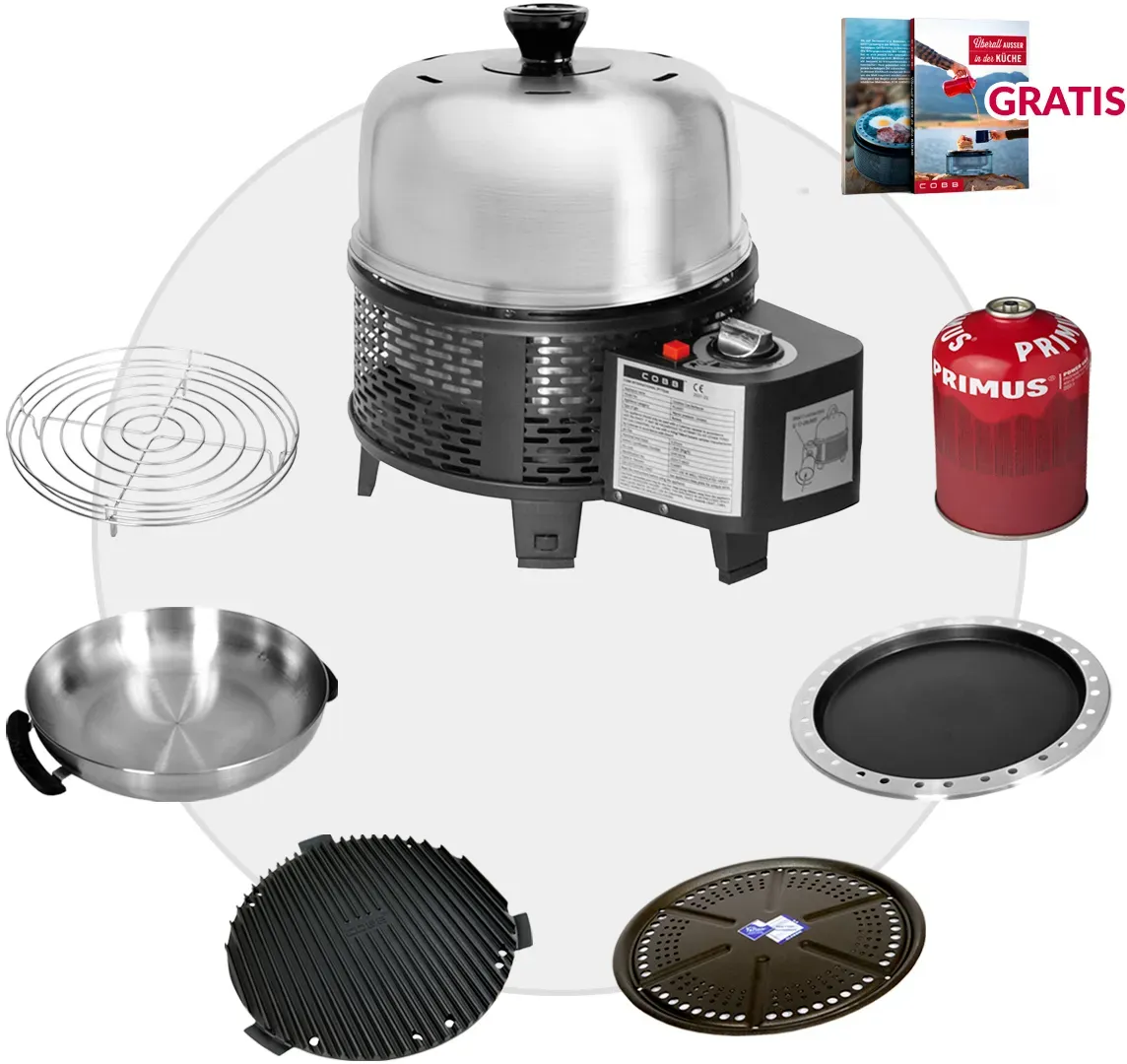 COBB Gas Grill PRO BLACK inkl. Grillplatte ~ 7-teilig | Multifunktionsküche | SE...