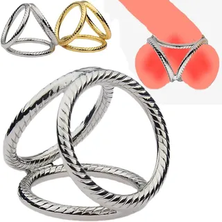 ScreaAss Edelstahl 3 Ring Penisring Hodenring Penis-Hodenteiler Mit Gewinde Keuschheitskäfig Herren Extrem Peniskäfig Metall Cockringe Keuschheit Verzögerung Ring Erektion Sexspielzeug,Silber,35mm