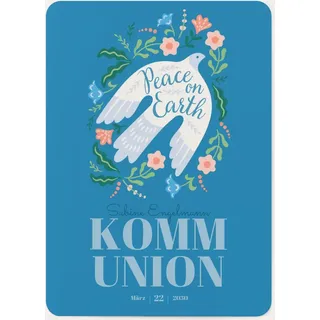 Kommunion Einladungskarten selbst gestalten - Friedenstaube - Blau | Wunderkarten.de