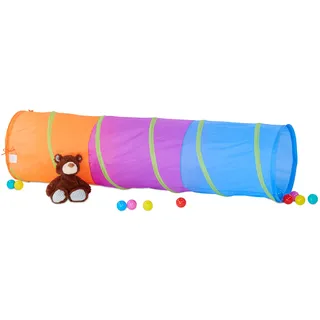 Relaxdays 10022470 Spieltunnel für Kinder, farbenfroher Krabbeltunnel f. Jungen und Mädchen, robuster Pop Up Kriechtunnel, bunt