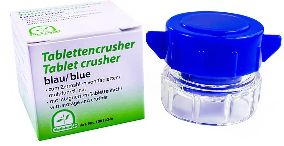 Medi-Inn Tablettenmörser mit Medikamentenfach Tablettencrusher, blau 1 Stück