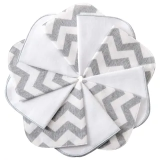 mimaDu - 10er Set Molton Waschlappen Baby Baumwolle Oeko-TEX 25x25cm - Kleine Babywaschlappen wiederverwendbar - Mini Flanellwaschlappen für Junge & Mädchen - Weiche Baumwolltücher waschbar grau/weiß