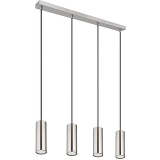 ETC Shop Pendellampe Wohnzimmer Hängeleuchte modern led Esstischlampe chrom, 4-flammig Metall, 4x led 3 Watt 250 Lumen 3000 Kelvin warmweiß, LxBxH 65x6x120 cm