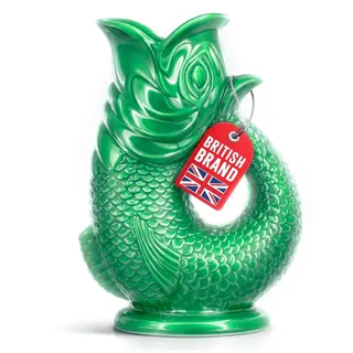 Bubble Jug Wasserkaraffe Keramikkrug in Fischform - 1,5 L, Ozeangrün - Fisch Karaffe mit Gluckergeräusche für lustiges ausgießen von Wasser, Wein & mehr - Bubble Jug Karaffe Fisch - Fischkrug