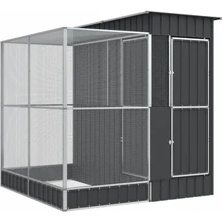 vidaXL Vogelkäfig mit Erweiterung 209 x 203 x 216 cm silbern