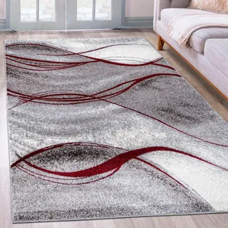 MY HOME Teppich »Tritom«, rechteckig, 9 mm Höhe, mit besonders weichem Flor, Kurzflor, modernes Wellen Muster 17702830-6 rot 9 mm