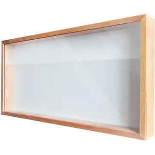 Demiriola' Tiefe-r 3D BILDERRAHMEN | 50 x 25 x 5 cm | Holz / Glas (Acryl), Buche Natur | Vitrine Schaukasten | zum befüllen groß | Patentiert...