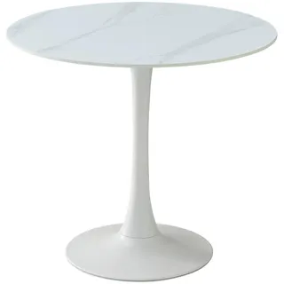 Stolkom Boxxx Esstisch Weiß, Metall, Keramik, rund Säule, 90x75x90 cm, Esszimmer, Tische, Esstische,