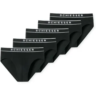 SCHIESSER Herren Slips, 5er Pack - 95/5 Organic Cotton Webgummibund Schwarz L
