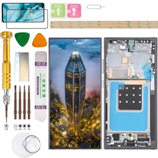Gadget Troops (keine Fingerabdrücke) LCD-Display-Montage für Samsung Galaxy S24 Ultra 5G SM-S928B/DS, S928B, S928U, S928U1, S928W, S928N, S9280, S928E Bildschirmersatz-Kit (Schwarz)