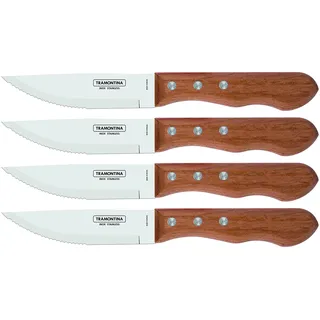 Tramontina Dynamic Steakmesser Jumbo 4-tlg. rostfrei Holzgriff Braun/Rot/Weiß