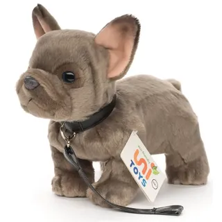 Uni Toys Uni-Toys - (grau) mit Leine - 26 cm (Länge) - Plüsch-Hund, Dogge, - Plüschtier, Kuscheltier