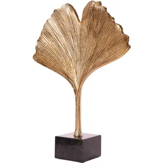 Riess-Ambiente Skulptur GINKGO LEAF - 44cm gold handmade Metall mit Marmorsockel