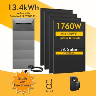 16 kWh inkl. 5 x BP2700 Erweiterungsakku + Smarter Zähler + MC4 Kabel