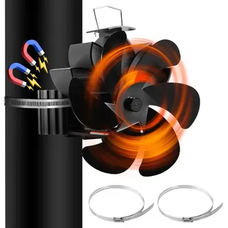 Jopassy Kaminofen Ventilator 6 Flügel Kaminventilator Ofenventilator Stromloser Lüfter Stove Fan Gebläse ohne Strom für Kamin Holzöfen Öfen G...