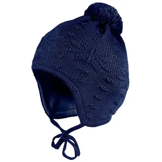 Strickmütze MAXIMO, Jungen, Gr. 47, blau (marine), Obermaterial: 100% Baumwolle. Futter: 85% Baumwolle, 15% Polyamid, Mützen, mit Norwegerstern, Pompon und Bindeband