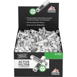 Gizeh Aktivkohlefilter Filter 8mm Aktivkohle Kokoskohle Pfeifen & Dreher Filter 1 x 200er, Zubehör für 8mm Aktivkohle Kokos Filter Dreherfilter, große Vorratsbox grün|weiß