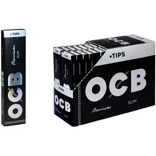 OCB Feinpapier Premium Long slim Papers Blättchen + Tips 32 x 32 Blatt + Jointhülle, das Original - made in France - weiß