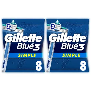 Gillette Blue 3 Simple Einwegrasierer Männer mit Verbesserten Gleitstreifen Rasierer, 8 Stück