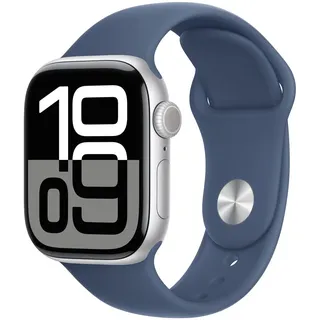 GPS + Cellular 42 mm Aluminiumarmband silber Sportarmband denim S/M