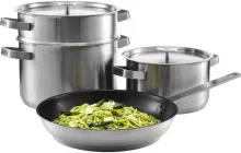 A4SS Casserole Set bestehend aus Fettpfanne (28 cm), 4 l und 6 l Topf mit Deckeln und Pastaeinsatz