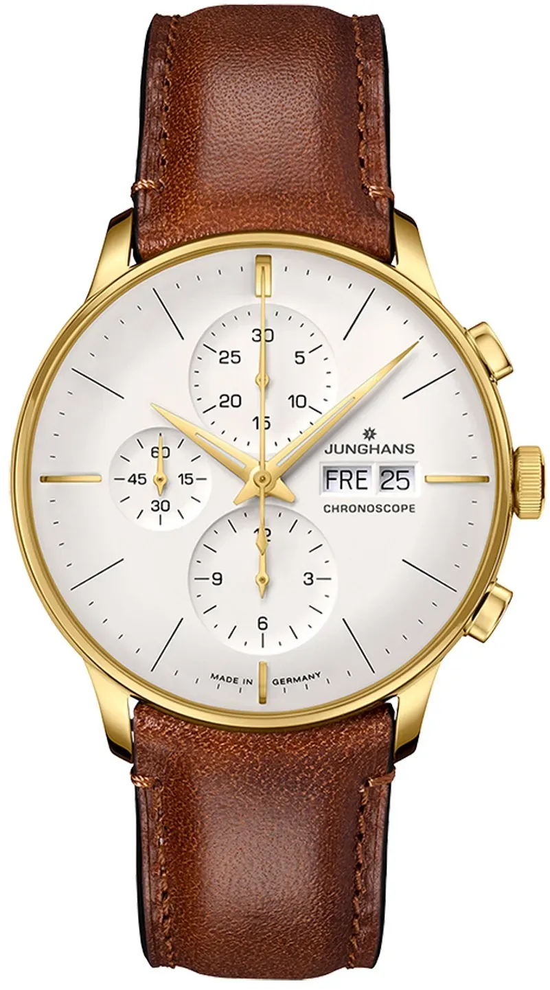 Junghans 27/7620.02 Meister Chronoscope Herrenuhr Automatic Braun/Goldfarben