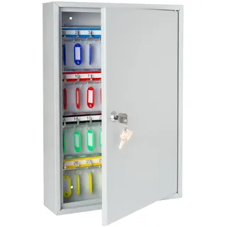 HMF 13564-07 Schlüsselschrank, 64 Haken, 45 x 30 x 8 cm, Lichtgrau