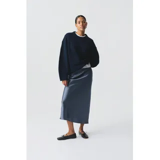 elastic satin midi skirt