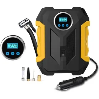 12V Kompressor, Tragbarer Luftkompressor, Autoluftpumpe, Mobiler Kompressor, 150 PSI Autoreifenpumpe mit Reifendruckmesser und LED-Licht, für Auto,