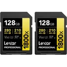 Lexar Professional 1800x (2 Pack) (128 GB, SDXC, U3, UHS-II), Speicherkarte, Schwarz