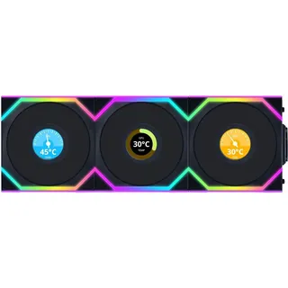 Lian Li UNI FAN SL Wireless LCD Lüfter, ARGB, PWM, 3er-Pack inkl. Controller - Gehäuselüfter