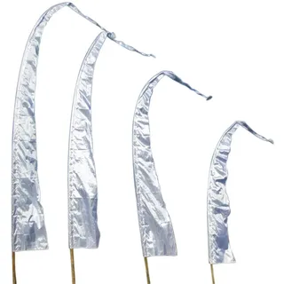 Original Balifahne | MIT STANGE | weiss | 6 Meter lang | Gartenfahne | aus echtem Satin | Originale Umbul Flagge