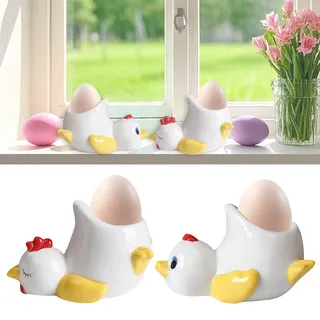 Eierbecher Ostern, Hühner-/Enten Eierbecher Lustig 10,5 × 6,5 × 7,7 Cm, Eierbecher Porzellan Angenehmer Griff Und Leicht Zu Reinigen, Ostern Geschenke Kinder Eierbecher Für Familie, Freunde (A+B)