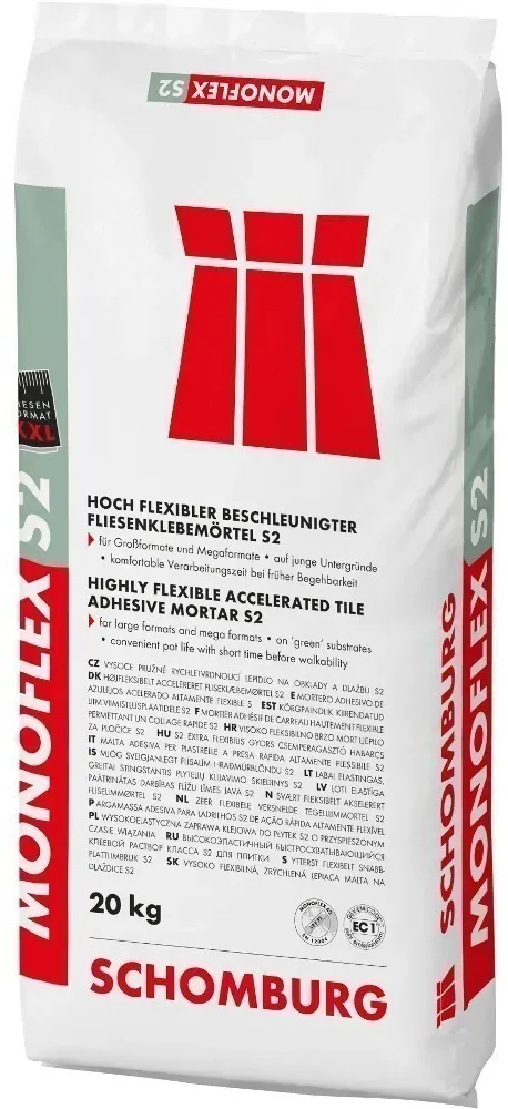 Schomburg MONOFLEX-S2 - Hoch flexibler beschleunigter Fliesenklebemörtel S2 - 20kg