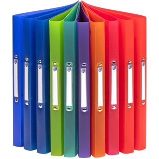 Oxford Ringbuch A4, Rückenbreite 2 cm, 2 Ringe, Kunststoff, 8 Farben, 10 Stück